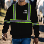 High Visibility Reflective Black Custom Name Long Sleeve Safety Workwear 7