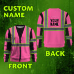 Pink Hi Vis Workwear Custom Safety Workwear Long Sleeve Shirt 3