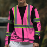 Pink Hi Vis Workwear Custom Safety Workwear Long Sleeve Shirt 5
