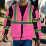Pink Hi Vis Workwear Custom Safety Workwear Long Sleeve Shirt 7
