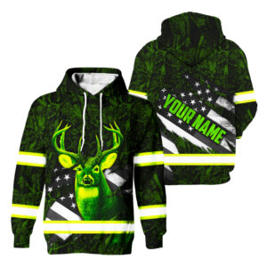 High Visibility Hoodie Reflective Deer Hunting Shirt For Men Hunting US Flag Reflective Safety Shirts Custom Name for Hunters