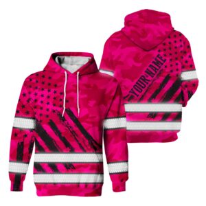 Hi Vis Hoodie Reflective Tapes Camo Pink Neon US Flag