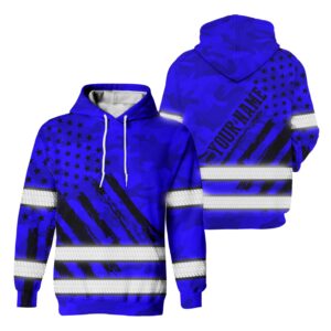 Hi Vis Hoodie Reflective Tapes Camo Blue Neon US Flag