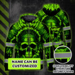 Hi-Vis-Zip-Hoodie-Reflective-Green-Neon-Skull-Native-Custom-Name-Safety-Workwear-For-Workers,-Runners,-Cyclists,-Skull-Lover-4