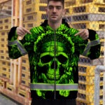 Hi-Vis-Zip-Hoodie-Reflective-Green-Neon-Skull-Native-Custom-Name-Safety-Workwear-For-Workers,-Runners,-Cyclists,-Skull-Lover-6