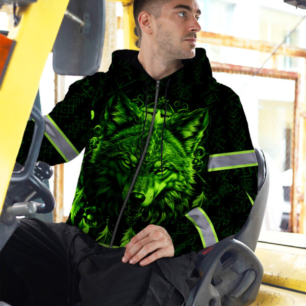 Hi-Vis-Zip-Hoodie-Reflective-Green-Neon-Wolf-Custom-Name-Safety-Workwear-For-Workers,-Runners,-Cyclists,-Patriotic-5