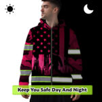 Hi-Vis-Zip-Hoodie-Reflective-Pink-USA-Flag-With-Gorillas-Custom-Name-Safety-Workwear-For-Workers,-Runners,-Cyclists,-Patriotic-2