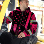 Hi-Vis-Zip-Hoodie-Reflective-Pink-USA-Flag-With-Gorillas-Custom-Name-Safety-Workwear-For-Workers,-Runners,-Cyclists,-Patriotic-5