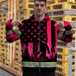 Hi-Vis-Zip-Hoodie-Reflective-Pink-USA-Flag-With-Gorillas-Custom-Name-Safety-Workwear-For-Workers,-Runners,-Cyclists,-Patriotic-6