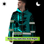 Hi-Vis-Zip-Hoodie-Reflective-Tapes-Blue-Neon-Skull-US-Flag-Scratch-Custom-Name-Safety-Workwear-For-Workers,-Runners,-Cyclists,-Patriotic-2