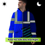 Hi-Vis-Zip-Hoodie-Reflective-Tapes-Blue-USA-Flag-Safety-Workwear-For-Runners,-Cyclists,-Patriotic-2