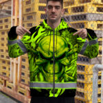 Hi-Vis-Zip-Hoodie-Reflective-Tapes-Paint-Flakes-Skull-Custom-Name-For-Workers,-Runners,-Cyclists,-Patriotic-6