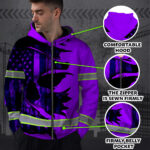 Hi-Vis-Zip-Hoodie-Reflective-Tapes-Violet-Neon-Skull-US-Flag-Scratch-Custom-Name-Safety-Workwear-For-Workers,-Runners,-Cyclists,-Patriotic-3