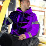 Hi-Vis-Zip-Hoodie-Reflective-Tapes-Violet-Neon-Skull-US-Flag-Scratch-Custom-Name-Safety-Workwear-For-Workers,-Runners,-Cyclists,-Patriotic-5