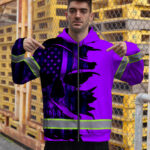 Hi-Vis-Zip-Hoodie-Reflective-Tapes-Violet-Neon-Skull-US-Flag-Scratch-Custom-Name-Safety-Workwear-For-Workers,-Runners,-Cyclists,-Patriotic-6