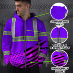 Hi-Vis-Zip-Hoodie-Reflective-Tapes-Violet-USA-Flag-Safety-Workwear-For-Cyclists,-Patriotic-3