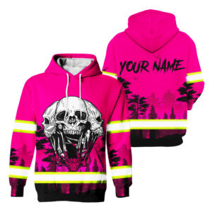 Hi Vis Hoodie Reflective Tapes Pink Skull Neon Workwear Safety