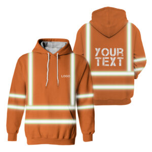 Hi Vis Shirts Reflective Orange Custom Name And Logo Hoodie Safety Workwear