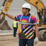 Attachment image of Himin's review on Hi Vis Polo Shirt Reflective Tie Dye 2 US Flag Paint Safety Workwear For Motorcycle Bicycle, Runner