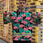 Hi-Vis-Hoodie-Reflective-Tapes-Pink-Flamingo-Flower-Hawaiian-Custom-Name-6