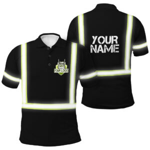 Black Hi Vis Polo Shirt - Custom Name Work Shirt Safety Workwear