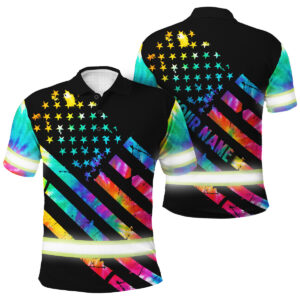 Hi Vis Polo Shirt Reflective Tapes Rainbow Tie Dye Safety Workwear For Motorcycle Bicycle, Patriotic