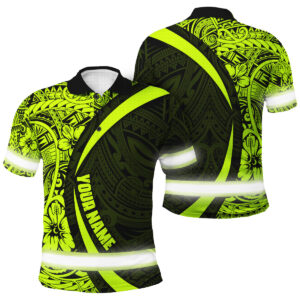 Hi Vis Polo Shirt Reflective Tapes Hawaiian Polynesian Tribal Custom Name Safety Workwear