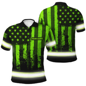Hi Vis Polo With Vintage USA Flag Design - Personalized Name For You