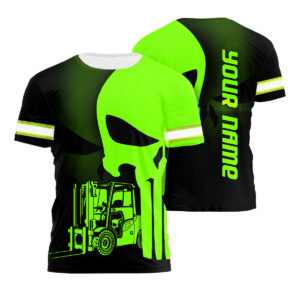 Hi Vis Shirt Operator Skull With Shadow Forklift Custom Name Safety Workwear For Operators, Skull Lover