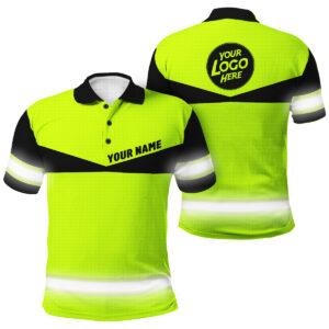 Hi Vis Polo Uniform With Custom Name And Logo For Professional Safety Workwear