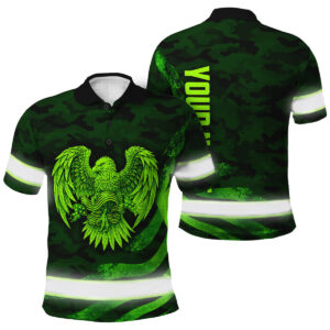 Custom Hi Vis Polo Shirt - Green Neon Eagle, Patriotic Look
