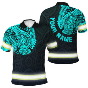 Hi Vis Polo Shirt - Blue Neon Hawaii Custom Name