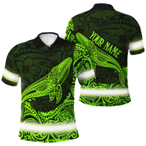 Hi Vis Polo Shirt Reflective Green Neon Hawaii Whale Custom Name