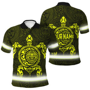 Hi Vis Polo Shirt Reflective Tapes Lime Neon Hawaii Turtle Custom Name