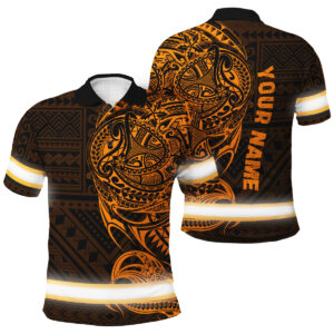 Hi Vis Polo Shirt - Orange Neon Hawaiian Polynesian Tribal Custom