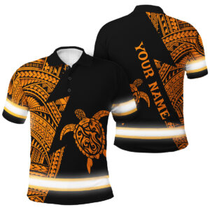 Hi Vis Polo Shirt - With Reflective Tapes Orange Neon Turtle Hawaii Custom Name