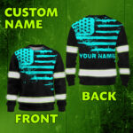 Hi Vis Long Sleeve Shirt Reflective Tapes Blue Neon US Flag Custom Name-custom name