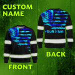 Hi Vis Long Sleeve Shirt Reflective Tapes Blue Tie Dye US Flag Custom Name-custom name