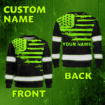 Hi Vis Long Sleeve Shirt Reflective Tapes Green Neon US Flag Custom Name-custom name