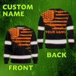 Hi Vis Long Sleeve Shirt Reflective Tapes Orange Neon US Flag Custom Name-custom name
