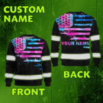 Hi Vis Long Sleeve Shirt Reflective Tapes Pink Blue Tie Dye US Flag Custom Name-custom name