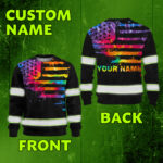 Hi Vis Long Sleeve Shirt Reflective Tapes Rainbow Tie Dye US Flag Custom Name-size