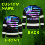 Hi Vis Long Sleeve Shirt Reflective Tapes Violet Blue Tie Dye US Flag Custom Name - custom name