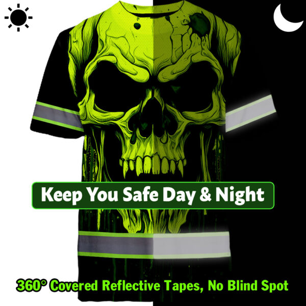 Hi-Vis-Shirts-Reflective-Lime-Neon-Skull-Custom-Name-Safety-Workwear-For-Runners,-Cyclists,-Skull-Lover-2