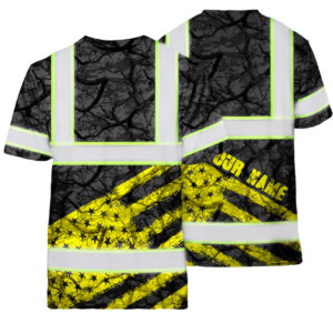 Hi Vis Shirt Reflective Tapes Yellow Camo Neon US Flag Custom Name