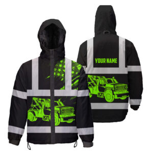 Hi Vis Jacket Waterproof And Windproof Reflective Black Tow Truck Driver
