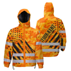 Hi Vis Jacket Waterproof And Windproof Reflective Camo Orange Neon US Flag