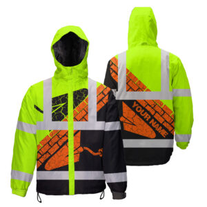 Hi Vis Jacket Waterproof And Windproof Reflective Green Bricklayer