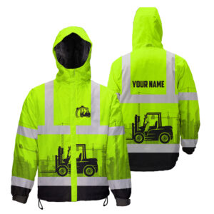 Hi Vis Jacket Waterproof And Windproof Reflective Green Forklift