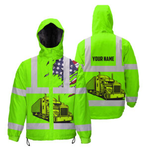 Hi Vis Jacket Waterproof And Windproof Reflective Green Gradient Semi